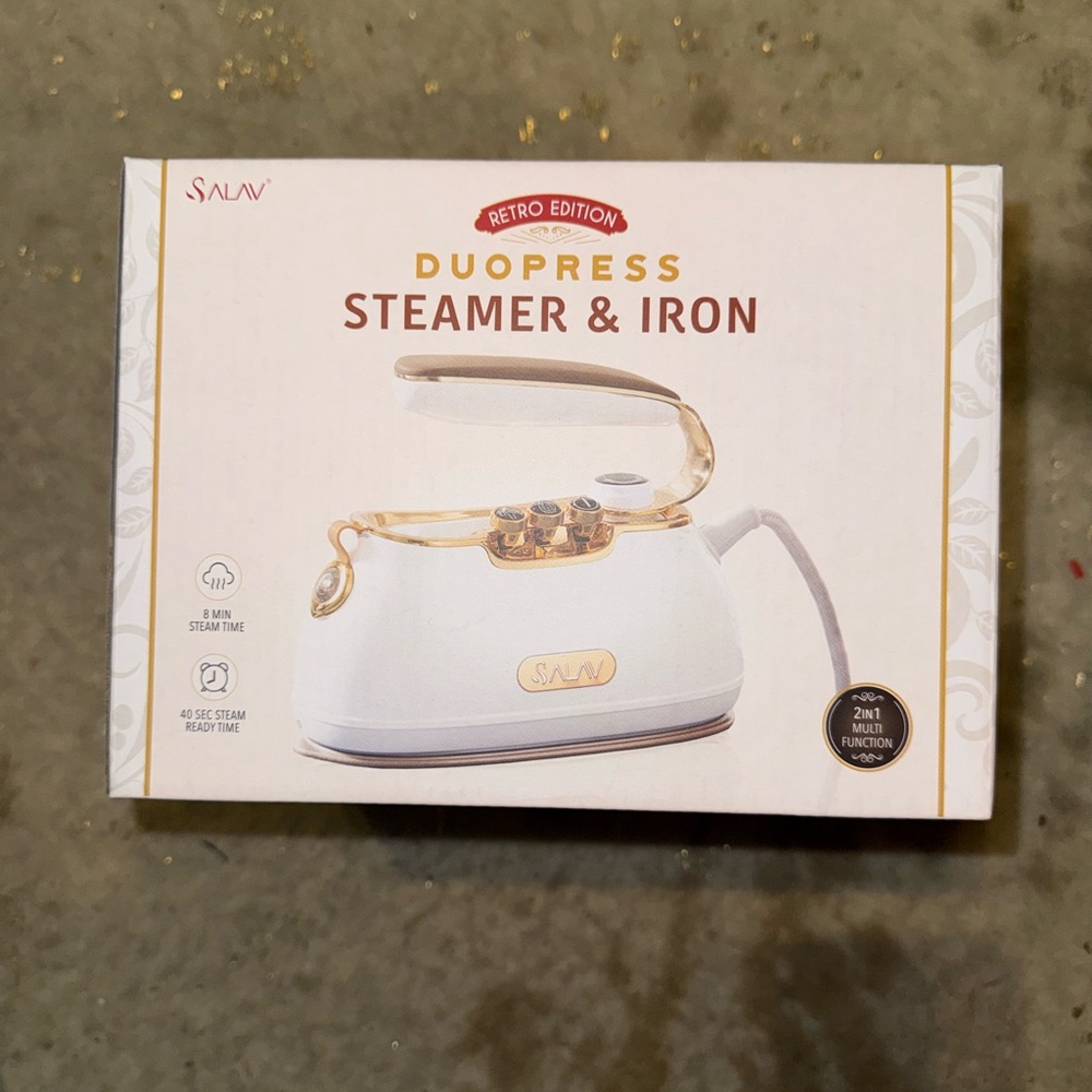 SALAV IS-900 Retro Edition Duopress Steamer and Iron White Gold BRAND NEW